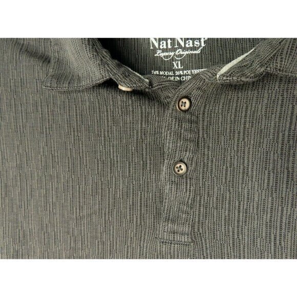 Men's Nate Nast Luxury Originals Polo Shirt Size XL Gray Black Geometric Pattern - Picture 7 of 9